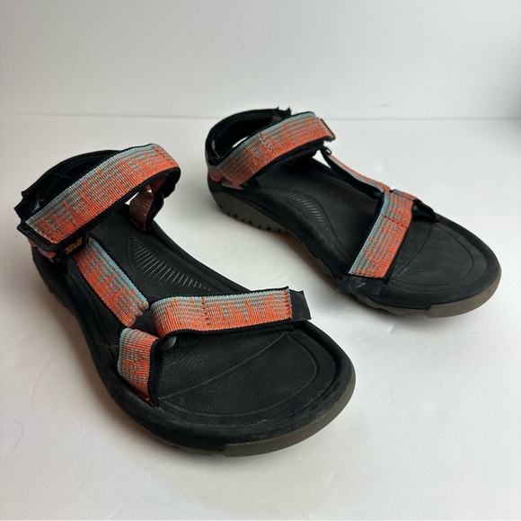 Teva Men's Hiking Sandals Size 8 Shoes Orange Blue Adjustable Outdoor Water Shoe - Picture 9 of 9